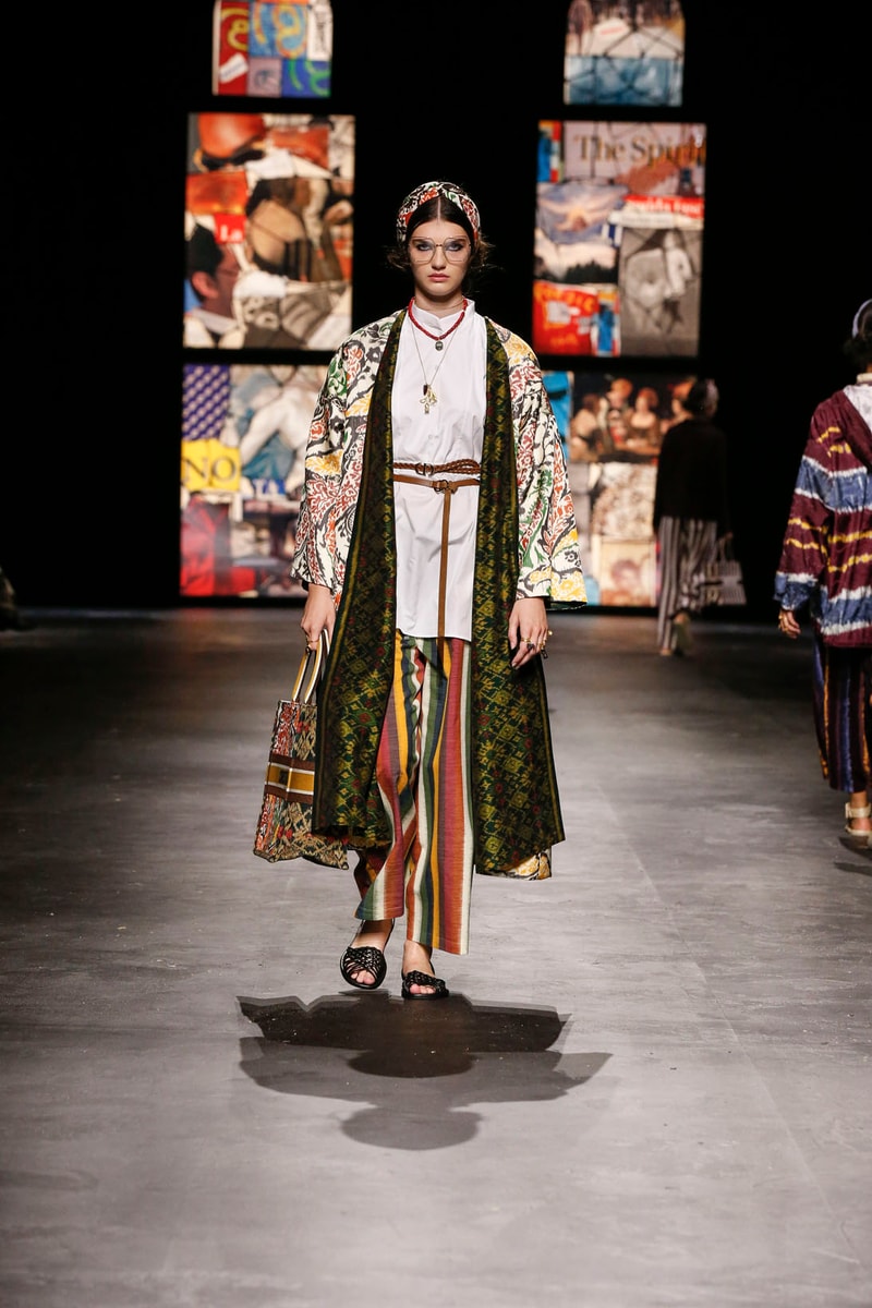 dior spring summer 2021 womenswear collection protester extinction rebellion dresses jackets maria grazia chiuri paris fashion week 