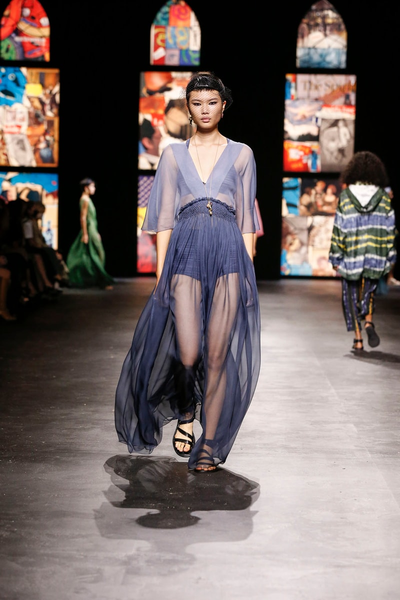 dior spring summer 2021 womenswear collection protester extinction rebellion dresses jackets maria grazia chiuri paris fashion week 