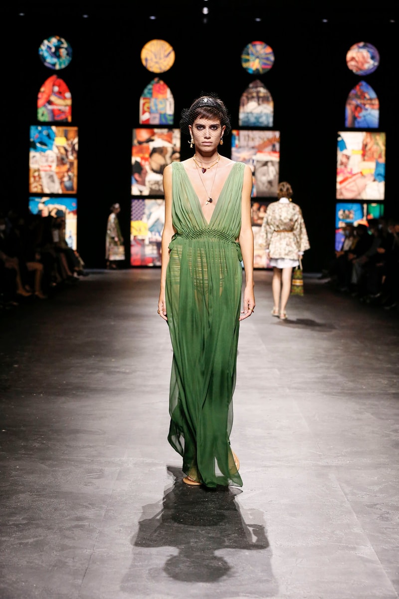 dior spring summer 2021 womenswear collection protester extinction rebellion dresses jackets maria grazia chiuri paris fashion week 