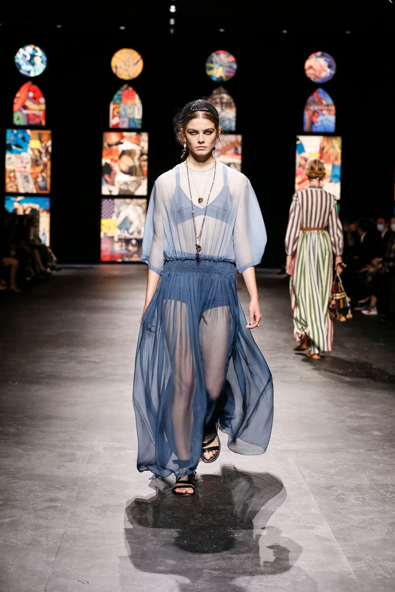 dior spring summer 2021 womenswear collection protester extinction rebellion dresses jackets maria grazia chiuri paris fashion week 