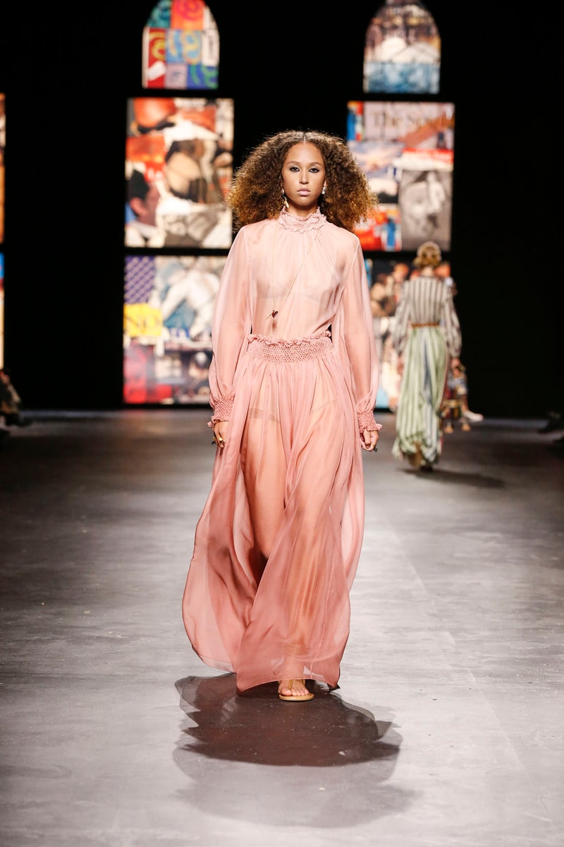 dior spring summer 2021 womenswear collection protester extinction rebellion dresses jackets maria grazia chiuri paris fashion week 