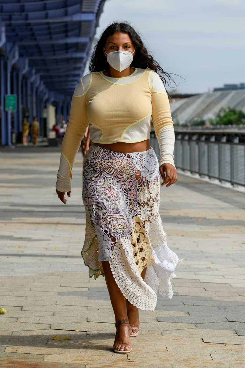eckhaus latta spring summer 2021 runway dresses knitwear face masks new york fashion week nyfw