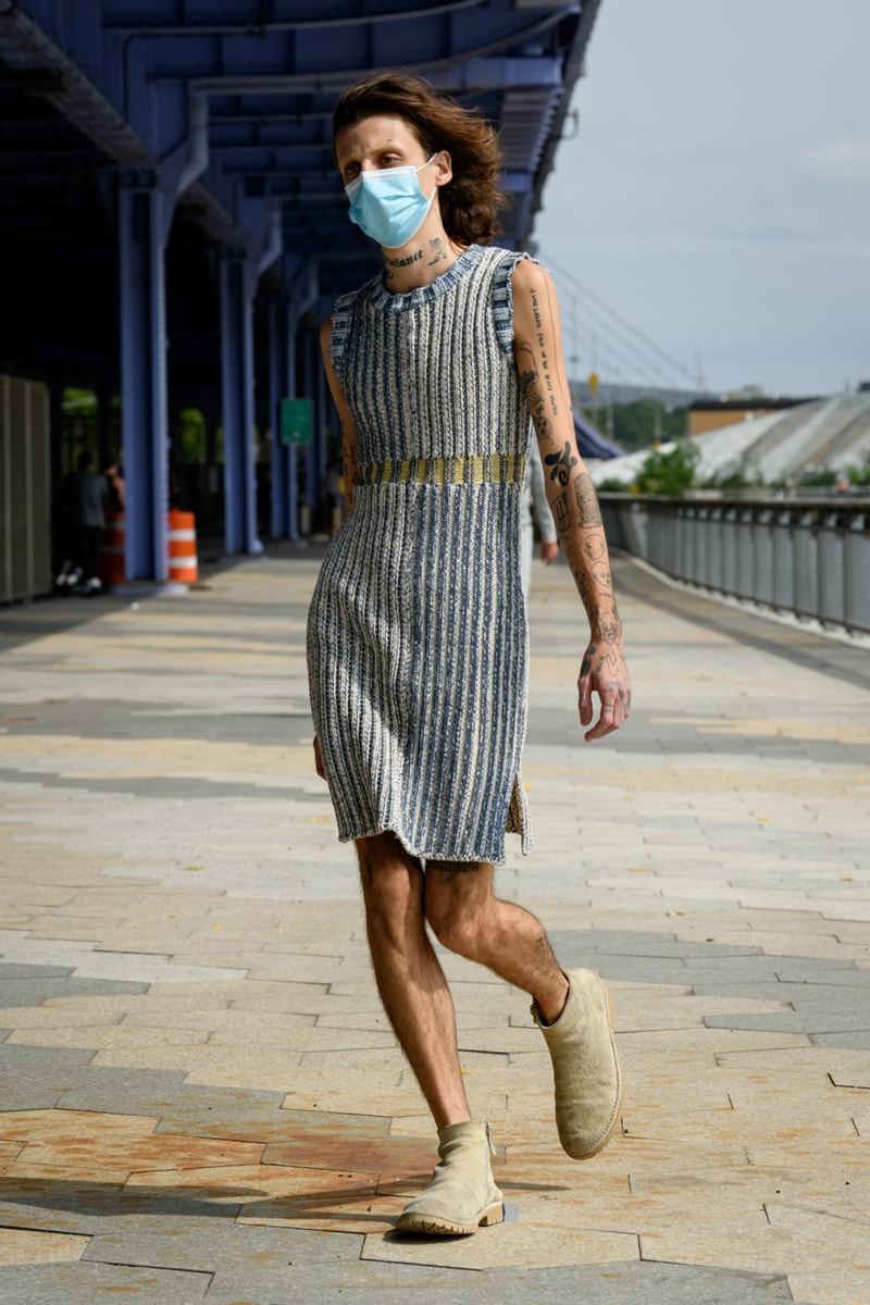 eckhaus latta spring summer 2021 runway dresses knitwear face masks new york fashion week nyfw