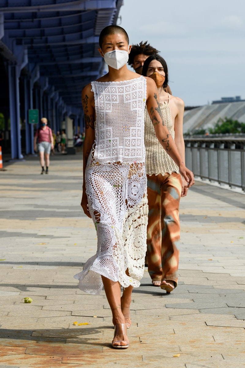 eckhaus latta spring summer 2021 runway dresses knitwear face masks new york fashion week nyfw