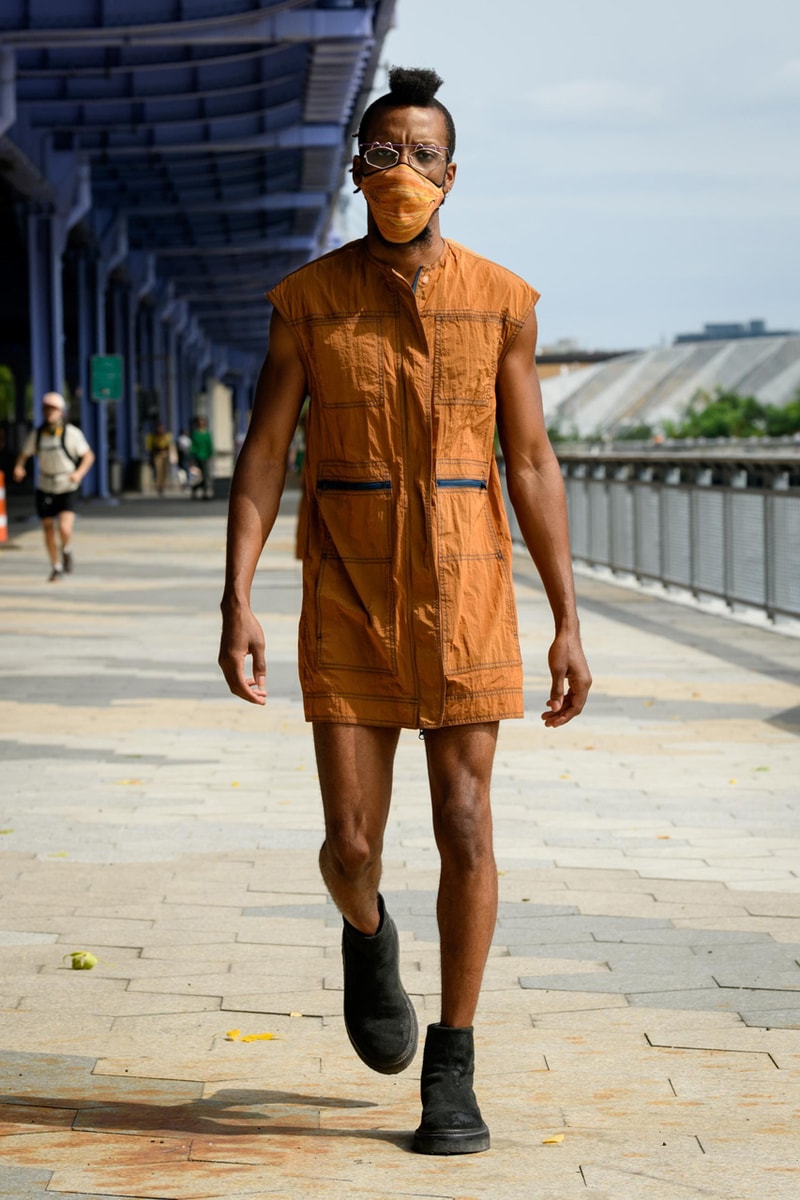 eckhaus latta spring summer 2021 runway dresses knitwear face masks new york fashion week nyfw