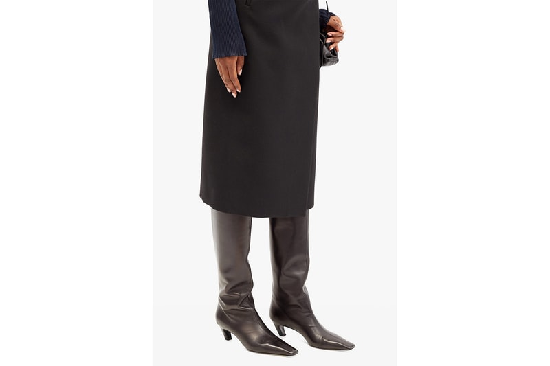 Khaite Davis Square-Toe Knee-High Boots Leather Black