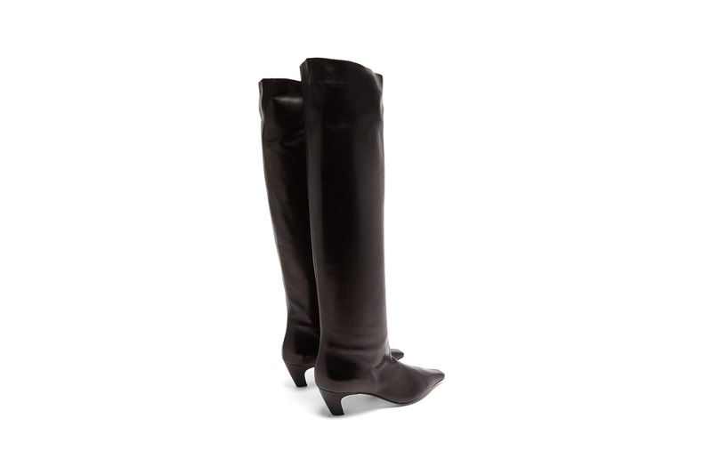 Khaite Davis Square-Toe Knee-High Boots Leather Black