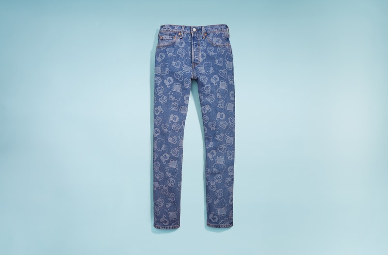 Hello Kitty x Levi's Sanrio Anniversary Capsule Denim Laser Etched Jeans Printed Tshirts 