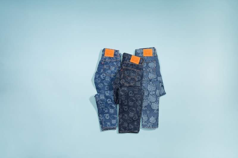 Hello Kitty x Levi's Sanrio Anniversary Capsule Denim Laser Etched Jeans Printed Tshirts 