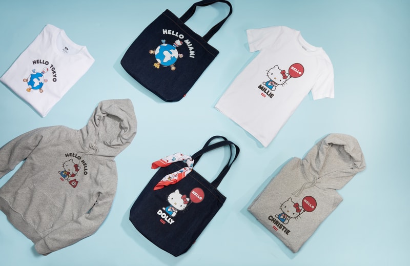 Hello Kitty x Levi's Sanrio Anniversary Capsule Denim Laser Etched Jeans Printed Tshirts 