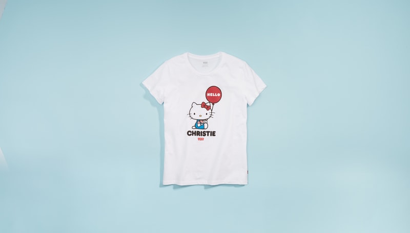 Hello Kitty x Levi's Sanrio Anniversary Capsule Denim Laser Etched Jeans Printed Tshirts 