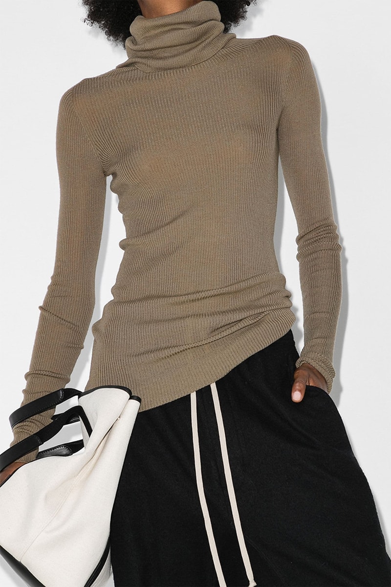 light knit sweaters fall rick owens beige brown turtleneck