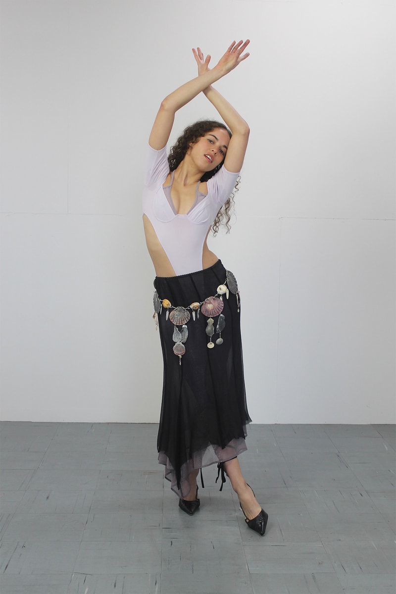 maroske peech fall winter collection dresses geotard leggings fashion purple pink yellow lookbook