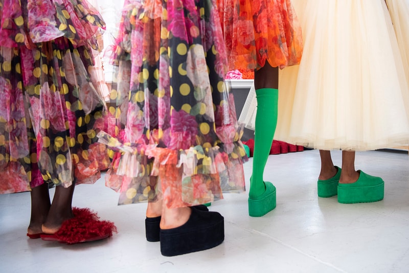 Molly Goddard UGG Collaboration Spring/Summer 2021 Show London Fashion Week Collection Platform Mule Green Red