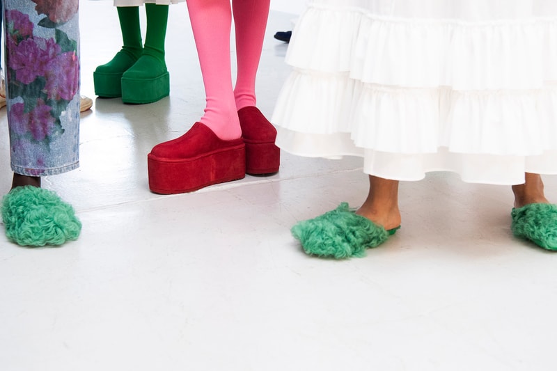 Molly Goddard UGG Collaboration Spring/Summer 2021 Show London Fashion Week Collection Platform Mule Green Red