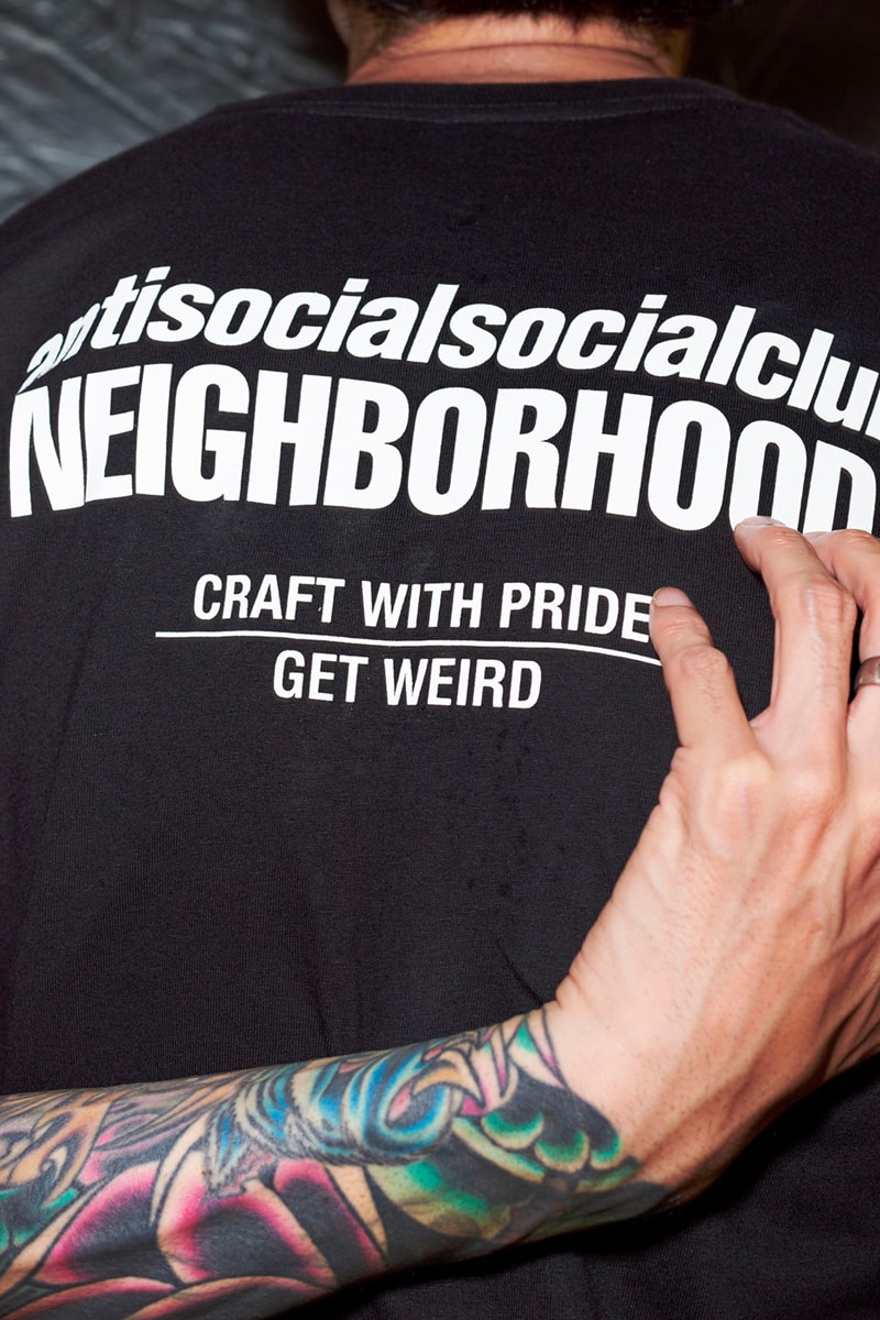 assc anti social social club neighbordhood collaboration graphic hoodies t-shirts release info
