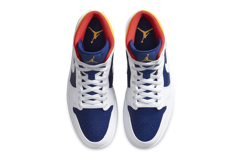 nike air jordan 1 mid low deep royal blue track red laser orange yellow sneakers release info