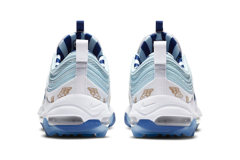 Nike Air Max 97 G NRG Golf Shoe Sneaker Wings Flying Print White Blue Gold