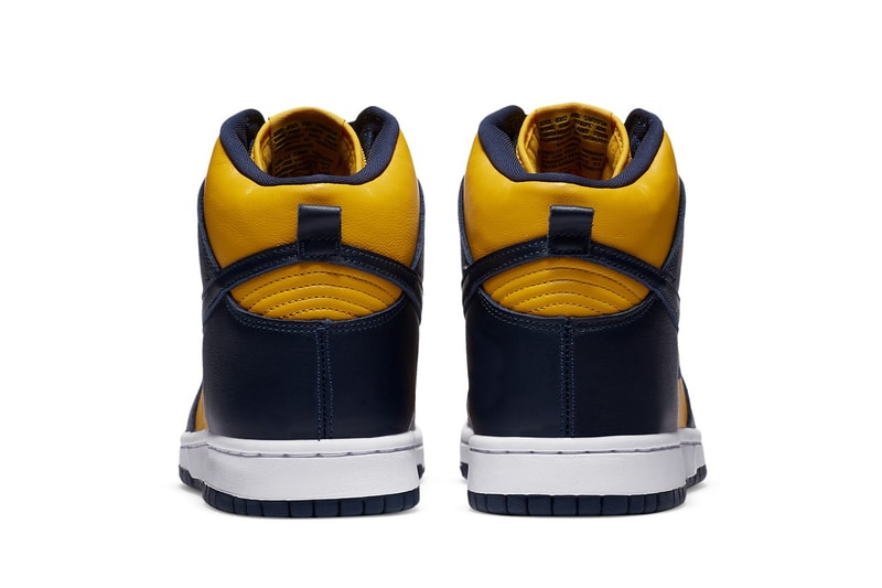 nike sb dunk high michigan maize blue yellow sneakers release info