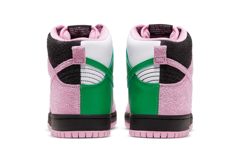 nike sb dunk high invert celtics white green pink black suede release price info