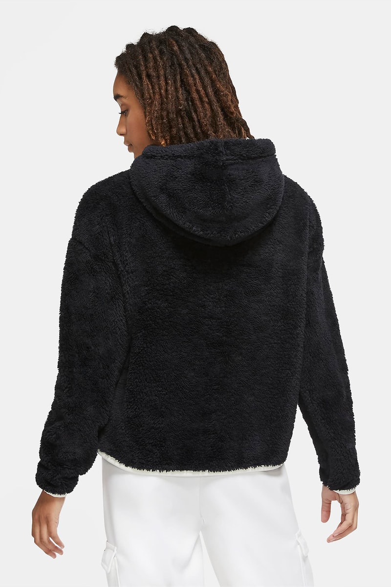 nike sportswear womens hoodie shearling fleece teal blue green black 