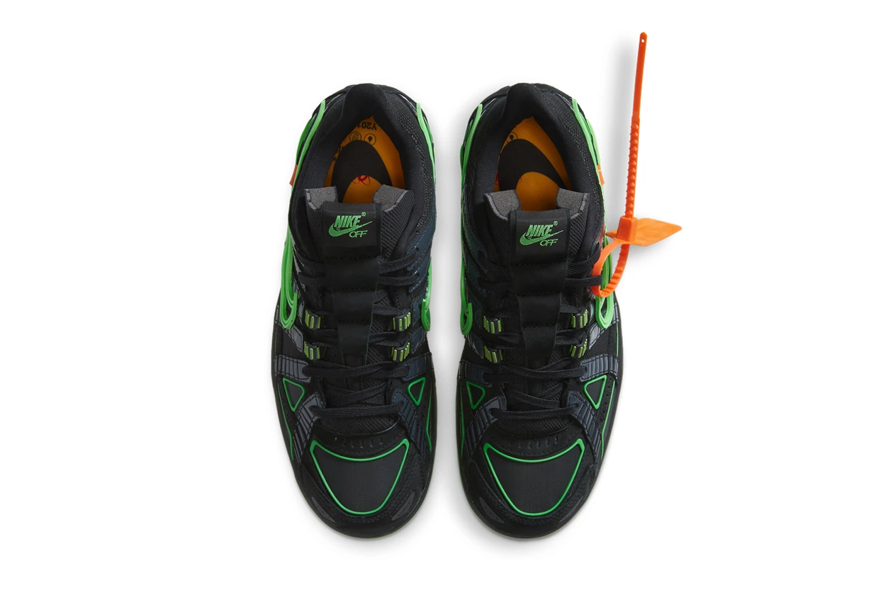 off white nike air rubber dunk green strike university blue virgil abloh official look release info