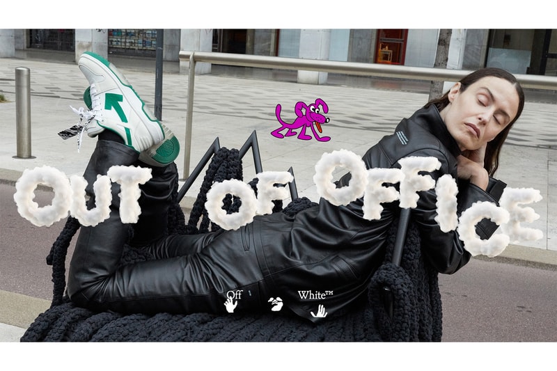 off-white out of office ooo new sneakers collegiate pale blue tan green red release virgil abloh juergen teller campaign