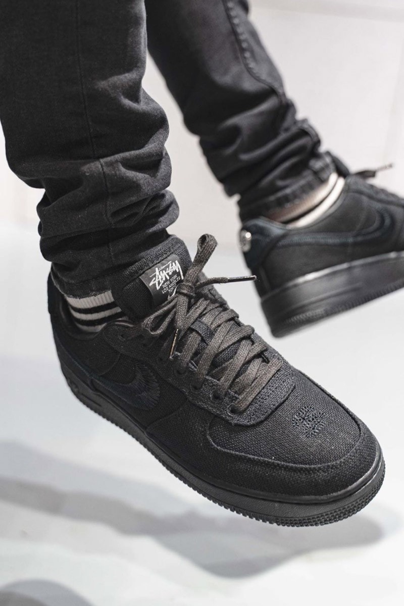 stussy nike air force 1 af1 fossil stone black white on-foot look collaboration release info