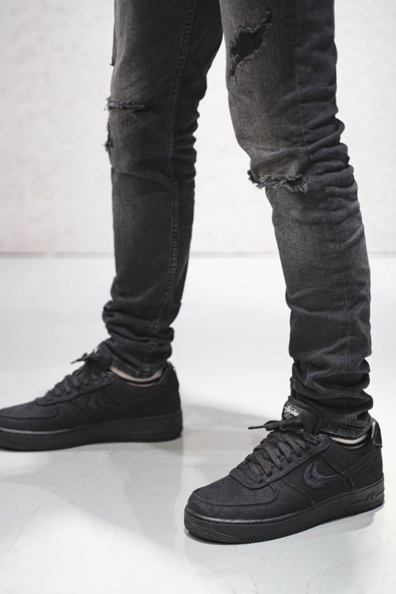 stussy nike air force 1 af1 fossil stone black white on-foot look collaboration release info