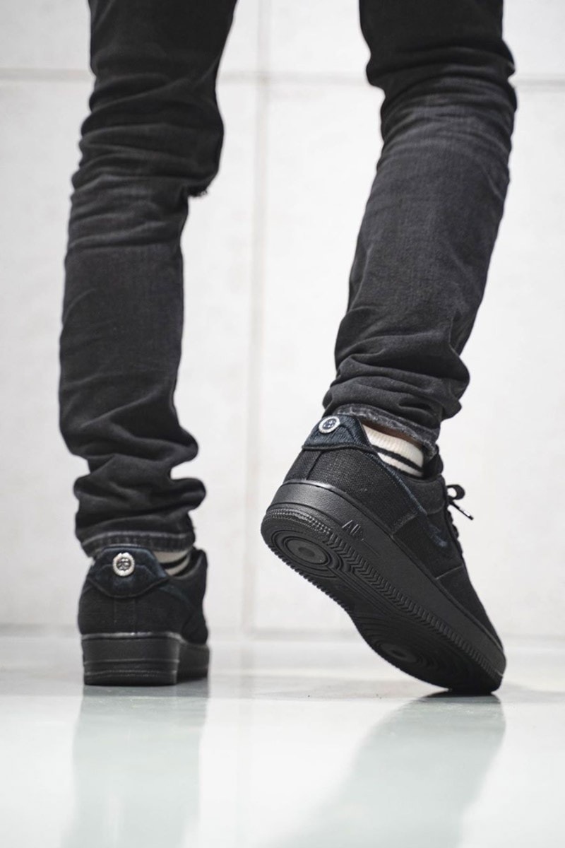 stussy nike air force 1 af1 fossil stone black white on-foot look collaboration release info