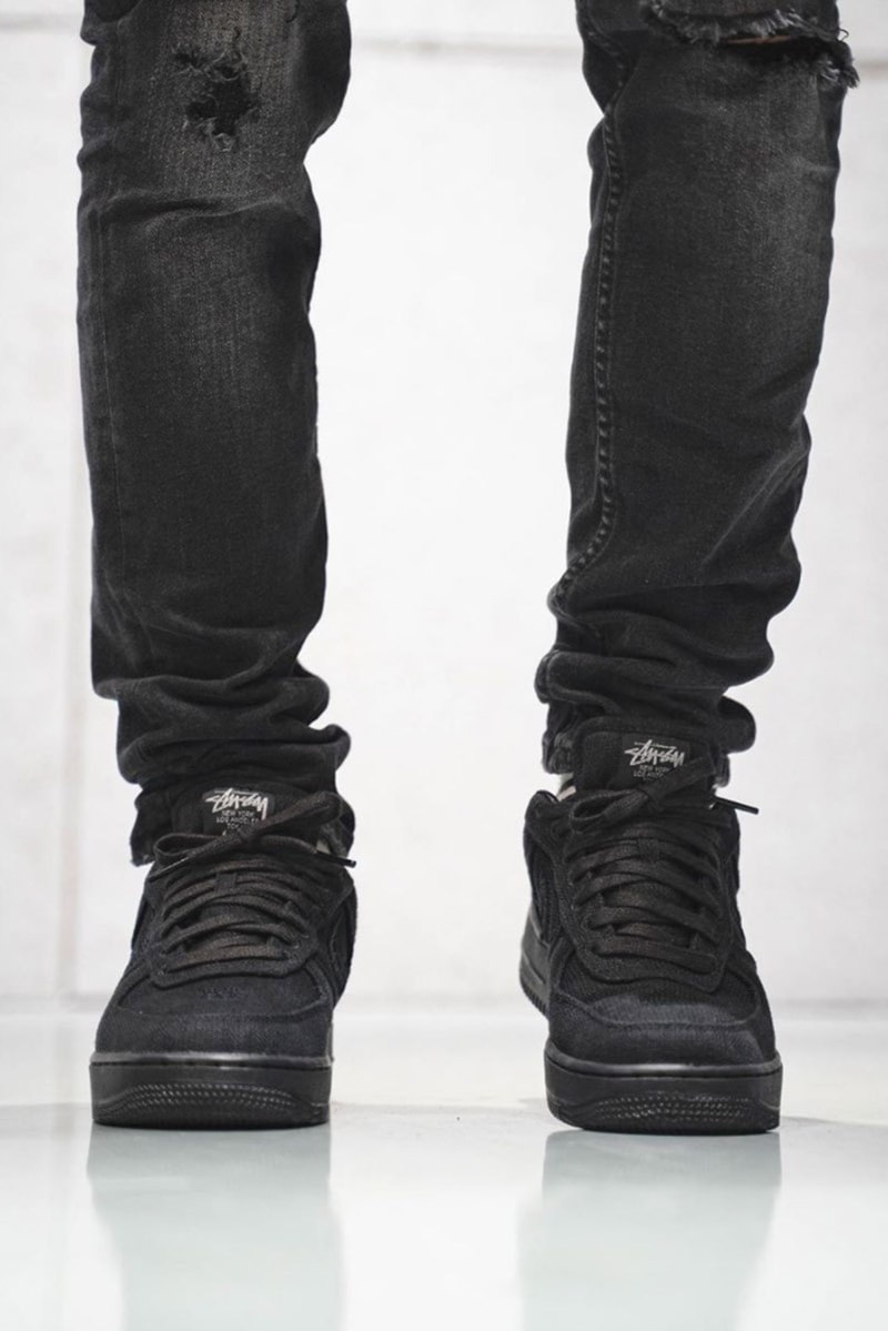 stussy nike air force 1 af1 fossil stone black white on-foot look collaboration release info
