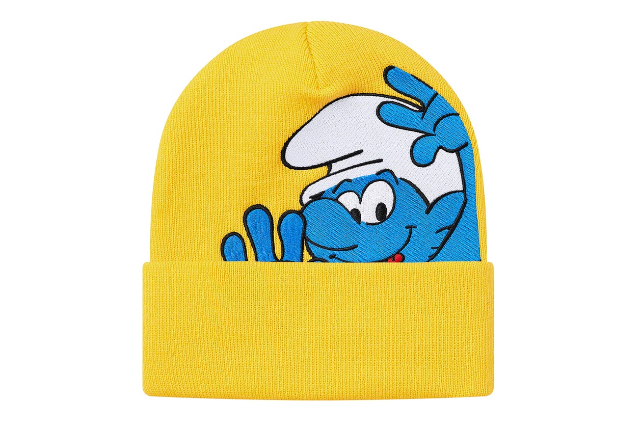 supreme the smurfs collaboration full look leather jackets gore-tex hoodies beanies release info