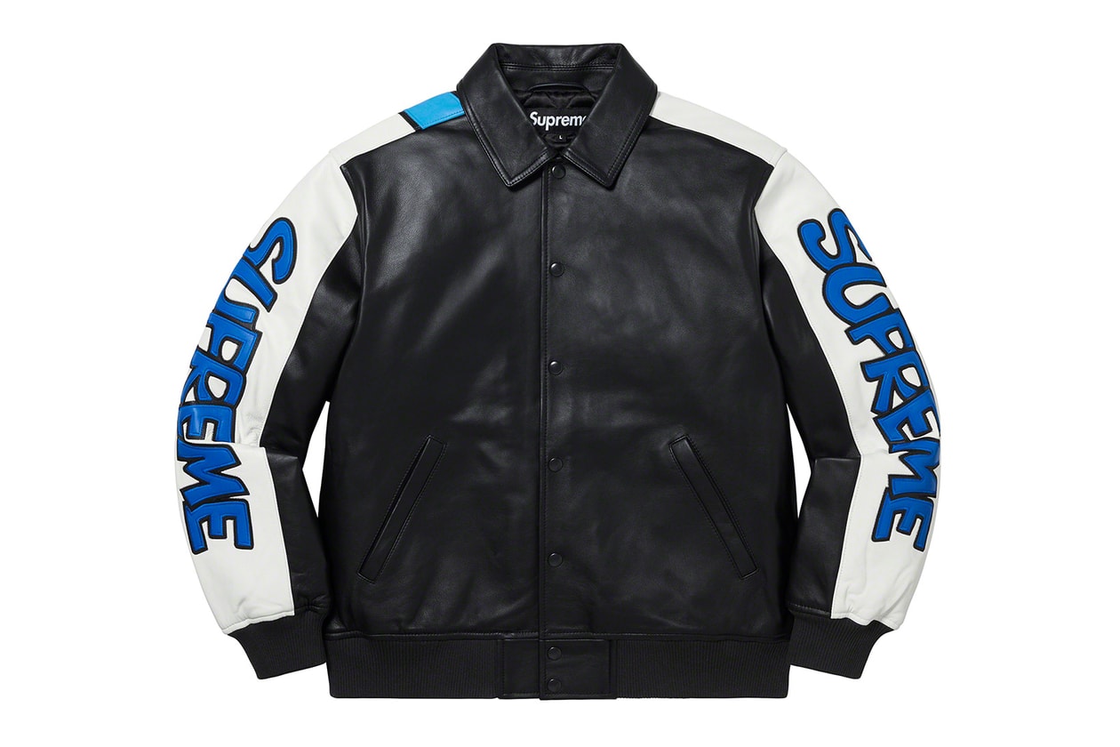 supreme the smurfs collaboration full look leather jackets gore-tex hoodies beanies release info