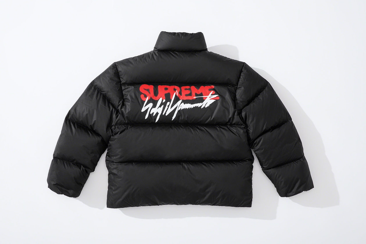 supreme yohji yamamoto collaboration lookbook puffers suits jackets knit sweaters hoodies release info