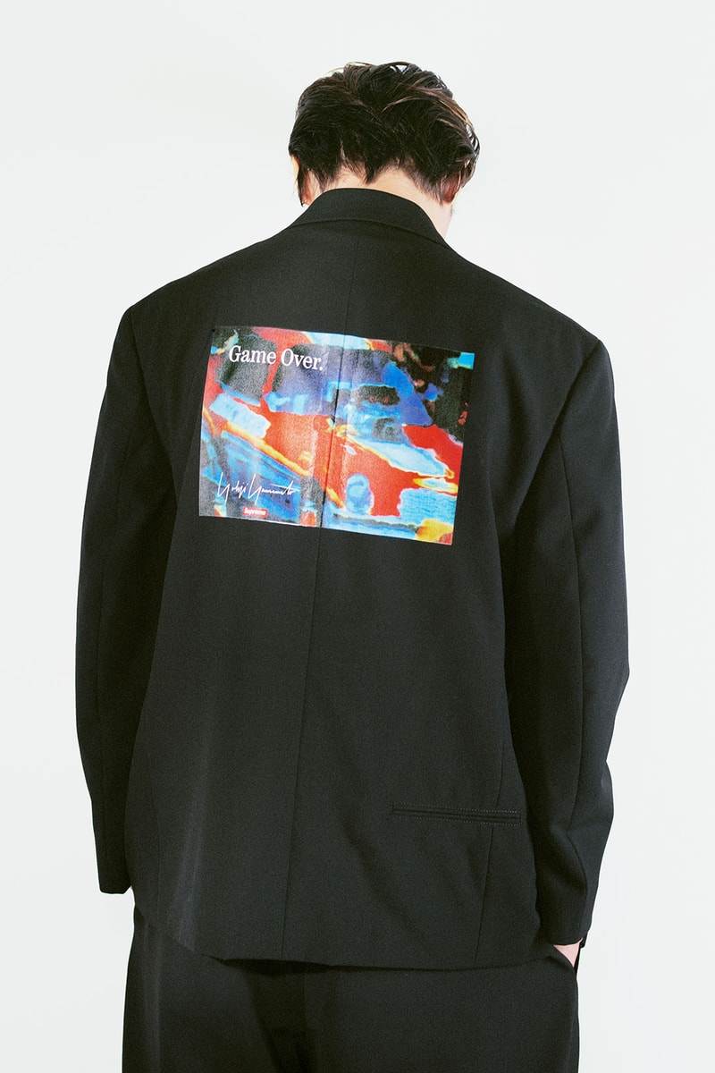 supreme yohji yamamoto collaboration lookbook puffers suits jackets knit sweaters hoodies release info