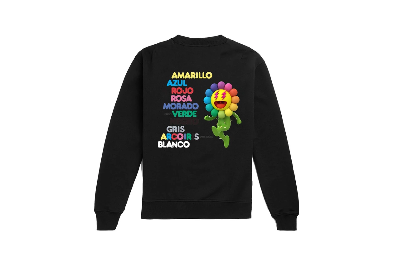 takashi murakami j balvin collaboration drop 4 hoodies t shirts sweatshirts colores album green black flower