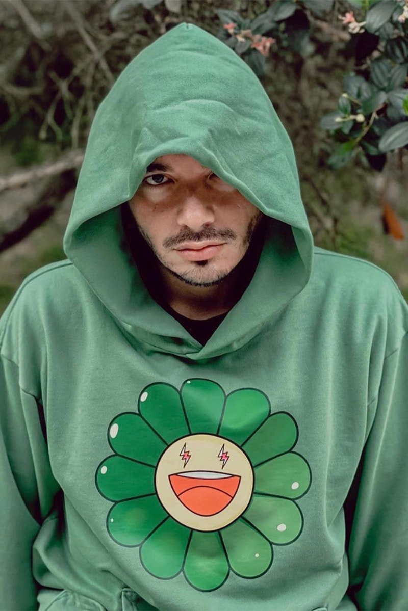 takashi murakami j balvin collaboration drop 4 hoodies t shirts sweatshirts colores album green black flower