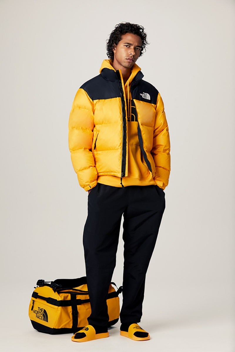 the north face fall winter collection jackets parka outerwear bags beanies yellow summit gold colorway