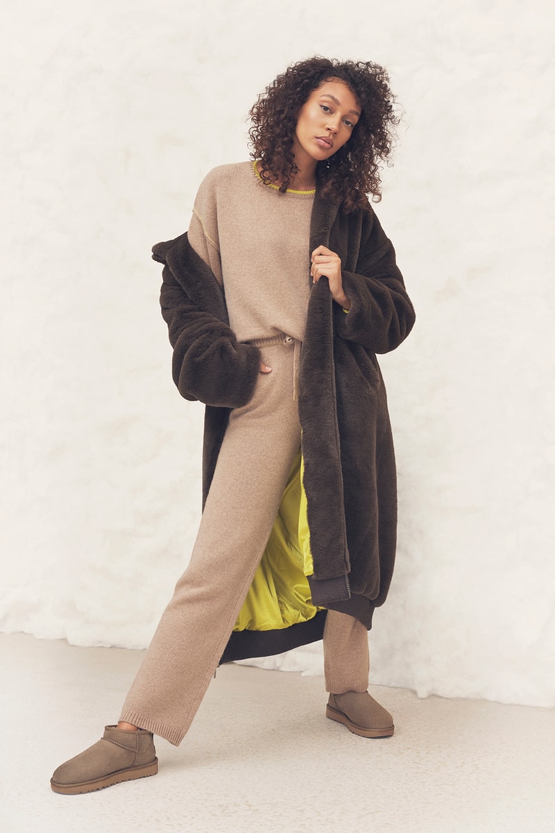 UGG Fall/Winter 2020 Collection Coat Brown Cashmere Sweater Pants