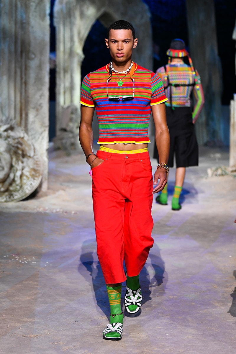 versace spring summer 2021 collection paris fashion week pfw adut akech irina shayk