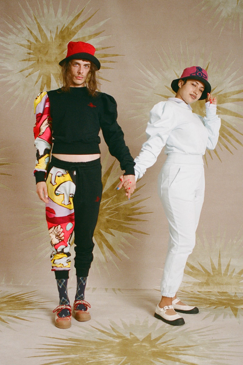 vivienne westwood spring summer 2021 lookbook video tailoring suits cardigans isamaya ffrench georgia palmer dott cotton clown 