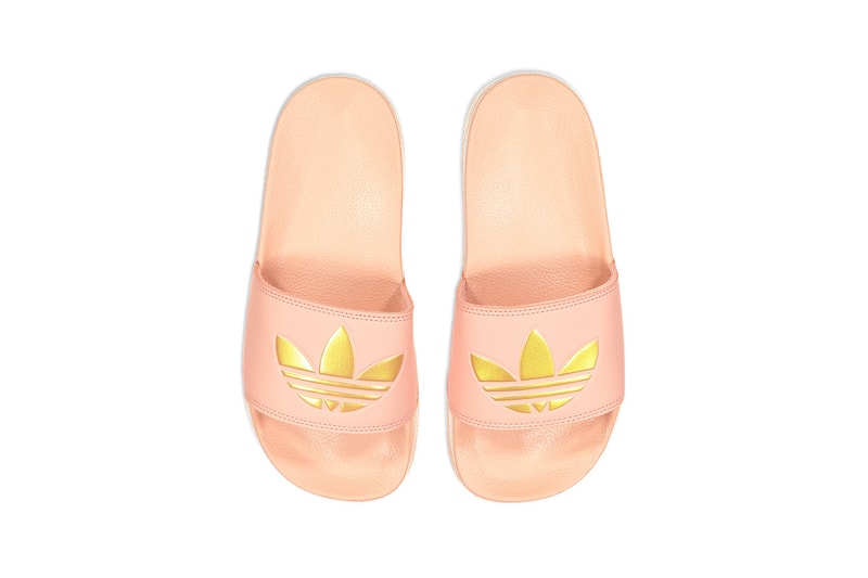 adidas adilette lite slides slippers pink cream white gray footwear