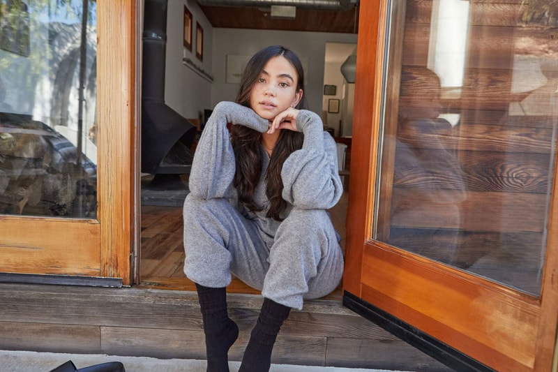 alo yoga cashmere capsule collection sweatpants hoodies crewneck loungewear release 