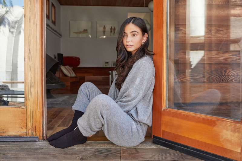 alo yoga cashmere capsule collection sweatpants hoodies crewneck loungewear release 