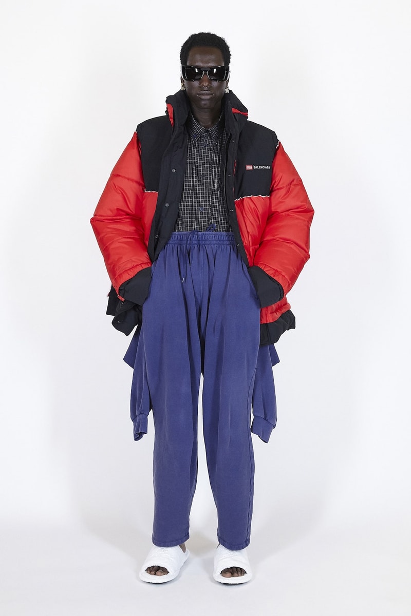 balenciaga spring summer 2021 collection paris fashion week pfw outerwear jackets hoodies slides slippers sweatpants shirts demna gvasalia