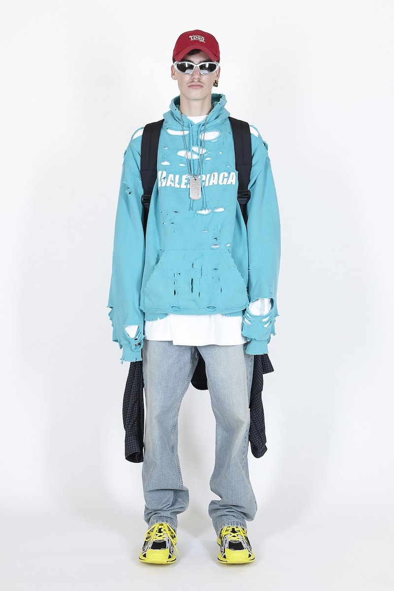 balenciaga spring summer 2021 collection paris fashion week pfw outerwear jackets hoodies slides slippers sweatpants shirts demna gvasalia