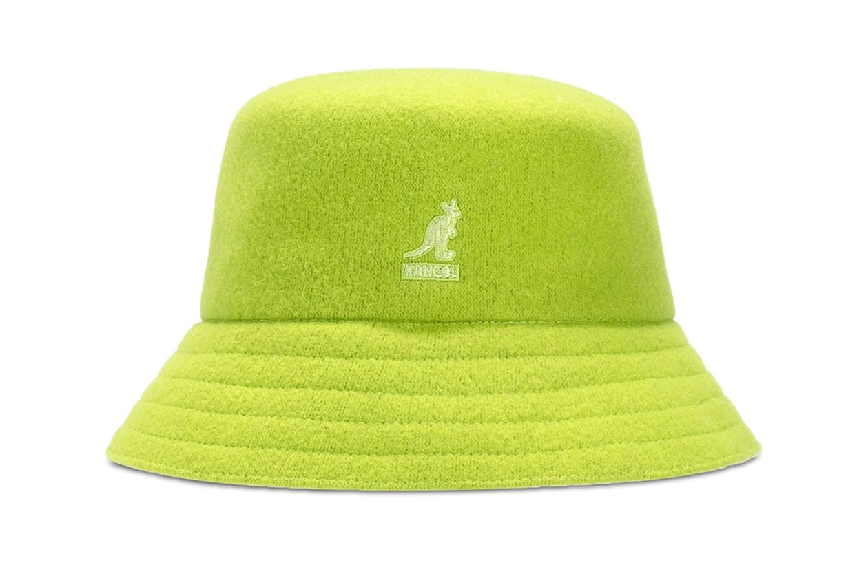 Prada bucket hat triangle logo plaque neon fluo fluorescent yellow fashion women accessories
