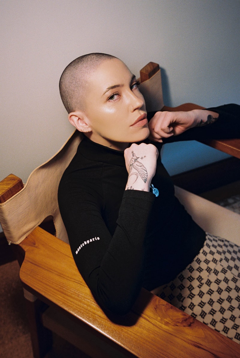 Bishop Briggs Singer Songwriter Music Artist Sarah Grace McLaughlin Shaved Head Tattoos Misbhv Leggings Bodysuit