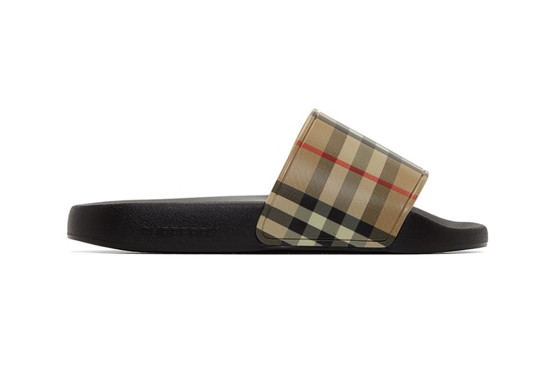 burberry beige check furley slide sandals slippers footwear