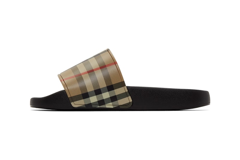 burberry beige check furley slide sandals slippers footwear
